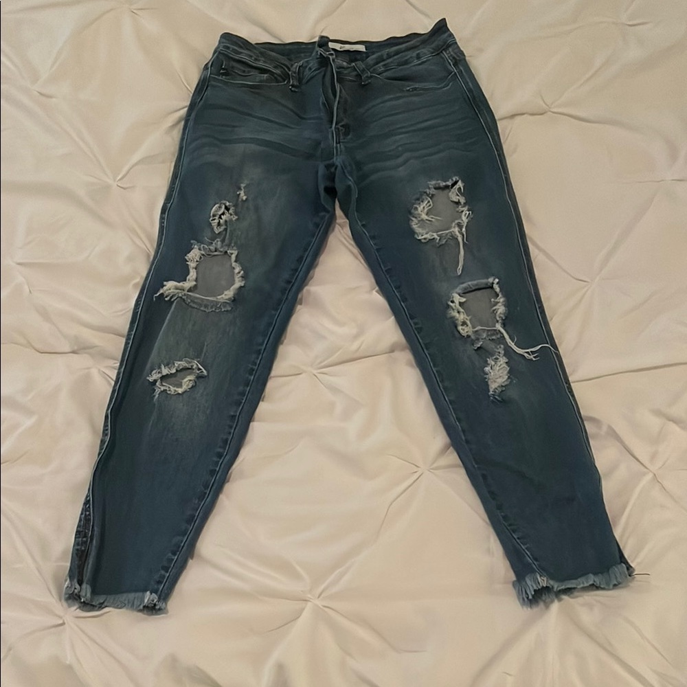 Distressed Blue Jeans